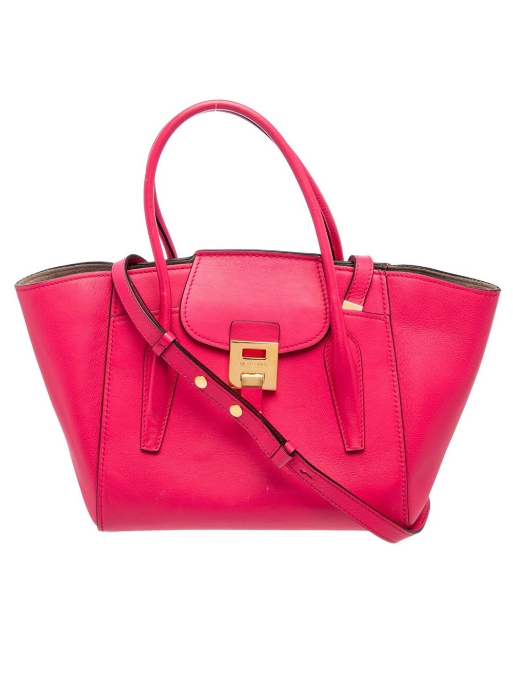 Michael Kors Collection Luxury Brand Large Bancroft Satchel in Hot Pink Leather